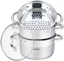 Garų puodas Klausberg KB-7139 nerūdijančio plieno garintuvo rinkinys 20 cm su įdėklais