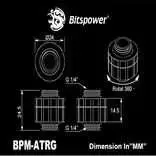 Bitspower Artemis Rotary Extender – Sandblast Sidabrinis