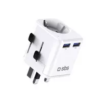 SBS universal travel adapter – EU 2xUSB-A – baltos spalvos