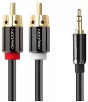 deleyCON 5 m 3,5 mm - 2 x RCA m/m, 3,5 mm, kištukas, 2 x RCA, kištukas, 5 m, juodas