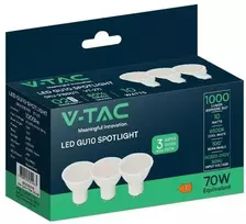 Żarówka LED V-TAC GU10 10W 100st (pakuotė. 3 vnt.) VT-271 6500K 1000lm