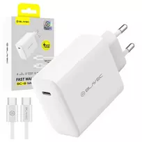 Blavec Wall charger BC-8 GaN4 – Type C – PD QC 65W 3A with Type C to Type C cable (TCBC8G4-CW653A+CC) baltas
