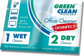 Valiklis Green Clean Žalias Clean Valymo servetėlės - Žalioji švaros biuro valymo dezinfekuojančios servetėlės 10 vnt.