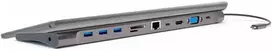 „HUB 4smarts 11in1“ nešiojamojo kompiuterio stovas HDMI/VGA/2xUSB-C/3xUSB-A/RJ45/SD/MMC/MicroSD/TF/AUX