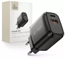 Tech-Protect NCA45W-GAN 2-Port laidinis įkroviklis PD 45W / QC3.0 juodos spalvos
