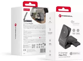 Belaidis įkroviklis Forcell F-Energy 3in1 Flex Pro Qi2, suderinamas su MagSafe (F-05) sidabrinis