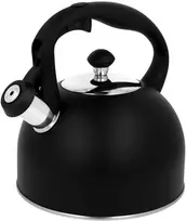 Plieninis virdulys su švilpuku, tradicinis, dujinė indukcinė viryklė, 2,5 l, matinės juodos spalvos, BRUNBESTE BB-2362