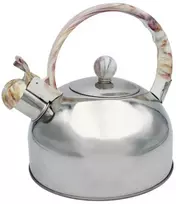 Plieninis virdulys su švilpuku, tradicinė indukcinė viryklė, 2,5 l, marmurinė rankena, BRUNBESTE BB-2269