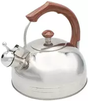 Plieninis virdulys su švilpuku, tradicinė indukcinė viryklė, 2,5 l, medine rankena, BRUNBESTE BB-2271