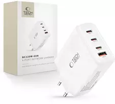 Tech-Protect NC120W-GAN 4-Port laidinis įkroviklis PD 120W / QC3.0 baltos spalvos