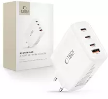 Tech-Protect NC140W-GAN 4-Port laidinis įkroviklis PD 140W / QC3.0 baltos spalvos