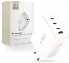 Tech-Protect NC200W-GAN 4-port laidinis įkroviklis PD 200W / QC3.0 baltos spalvos