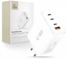 Tech-Protect NC240W-GAN 4-port laidinis įkroviklis PD 240W / QC3.0 baltos spalvos