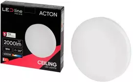 Castorland Led Line Prime LED šviestuvas, paviršinis, ACTON 18W 2000lm 4000K IP54 apvalus