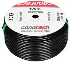 Conotech RG6U NS113TRI aukštos kokybės kabelis PE+GEL 1.13 CU x144 100m