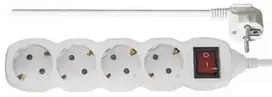 Ilgintuvas su įžeminimu ir jungikliu 4-viet./5m/3x1mm baltas
