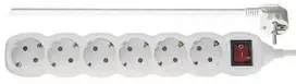 Ilgintuvas su įžeminimu ir jungikliu 6-viet./3m/3x1mm baltas