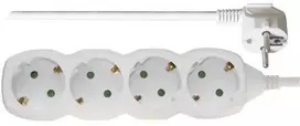 Ilgintuvas su įžeminimu 4-viet./3m/3x1mm baltas