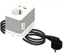 Prie stalo tvirtinamas ilgintuvas su USB Schneider USB A/C baltas