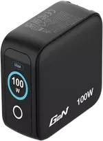 Verbatim Mini GaN Charger 100W with Ekranas, 2× USB-C PD, 1× USB-A QC 3.0, Juodas