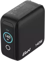 Verbatim Mini GaN Charger 140W with Ekranas, 3× USB-C PD, 1× USB-A QC 3.0, Juodas