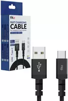 Greitojo įkrovimo laidas FIT2 WS002 USB-A į USB-C 15W 1m pintas, juodas