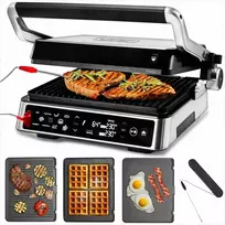 Craftgrill Elektrinis kontaktinis grilis 5-in-1 su mėsos zondu universaliam gaminimui, 2200W galia, keičiamos plokštės, reguliuojamos pozicijos, daugiafunkcis vidaus grilis, kepsninė su zondu