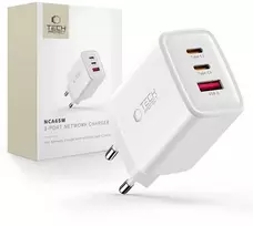 Tech-Protect NCA65W-GAN 3 prievadų tinklo įkroviklis PD 65W / QC3.0 Baltas