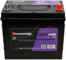 BPOWER B24L-AGM 45Ah 380A (EN) akumuliatorius