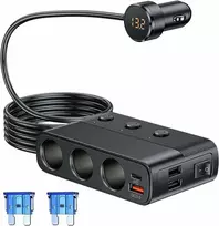 Hoembpn automobilinis 12/24 V šakotuvas 3x lizdai + 4x USB PD QC3.0, 127 W