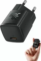 Baseus USB-C sieninis įkroviklis 30 W GaN3, greito krovimo adapteris, juodas