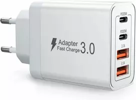 zhiroad 40W USB-C sieninis įkroviklis, 2x USB-C + 2x USB-A, greitas PD3.0, baltas