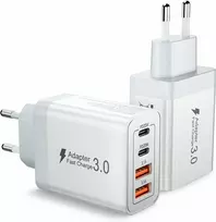 Zhiroad 40 W greita 4 portų sieninė USB-C ir USB-A įkroviklio stotelė (2 vnt., QC3.0/PD3.0, balta)