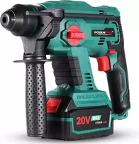 POSENPRO akumuliatorinis perforatorius 20 V, bešepetėlinis, SDS Plus, 4 Ah, 4 režimai, PCRH20
