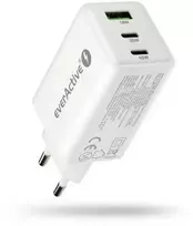 everactive Charger GaN 1 x USB, 2 x USB-C Quick Charge 4+ 65W baltas