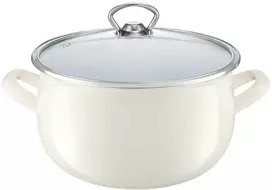 Puodas emaliowany Garden su dangteliu 16 cm / 2,2 l kreminė AMBITION