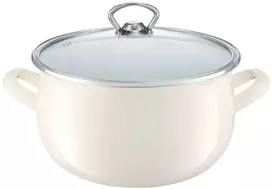 Puodas emaliowany Garden su dangteliu 18 cm / 3,1 l kreminė AMBITION