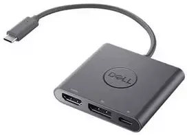 DELL adapteris USB-C į HDMI/DP su maitinimo pralaidumu, laidinis, USB 3.2 Gen 2 (3.1 Gen 2) Type-C, juodas, 3840 x 2160 pikselių, Dell, 3840 x 2160 pikselių