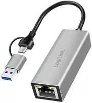 LogiLink USB adapteris, USB 3.2 Gen1, USB-A/C į gigabitinį eternetą, aliuminis