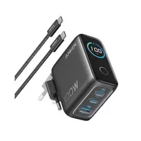 Anker Charger (100W, 3 Ports, Smart Ekranas) with USB-C Cable