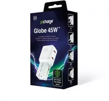 3Mk apsauga 3mk incharge® Globe 45W™ 2C PD QC4+ PPS SCP AFC US/EU/AUS/UK Baltas
