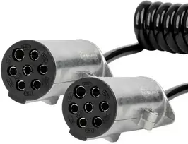 Spiralinis kabelis sunkvežimio priekabai 2x 7 kontaktų N tipo 5m 24v amio-04379