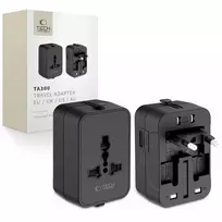 Tech-Protect TA300 Travel Adapteris EU / UK / AU - Juodas