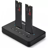 Qoltec 52366 M.2 NVMe SSD Docking Station | PCIe | USB-C | 20Gb/s | DUAL 2 x 8TB | Offline cloning