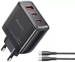 Buit.krov.Yesido YC144C GaN 65W 1XUSB 2XUSB-C + CC kab.