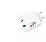 Winner Group WG - Síťová nabíječka GaN 2x USB 65W, 1x USB-C PD 65W + 1x USB-A QC3.0 18W, baltas
