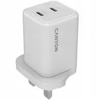 CANYON Įkroviklis jungiama į tinklą CU65ACC GaN 65W 2xPD 1xQC UK Balta