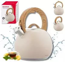 Virdulys, Plieninis virdulys 3 l, matinės smėlio spalvos, su medžio imitacijos rankena, Klausberg kb-7956
