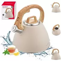 Virdulys, 2,5 l smėlio spalvos plieno virdulys su medžio imitacijos rankena, Klausberg kb-7954
