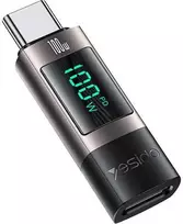 Yesido Adapteris OTG GS24 – Typ C (male) to Type C (female) – with LCD display juodas